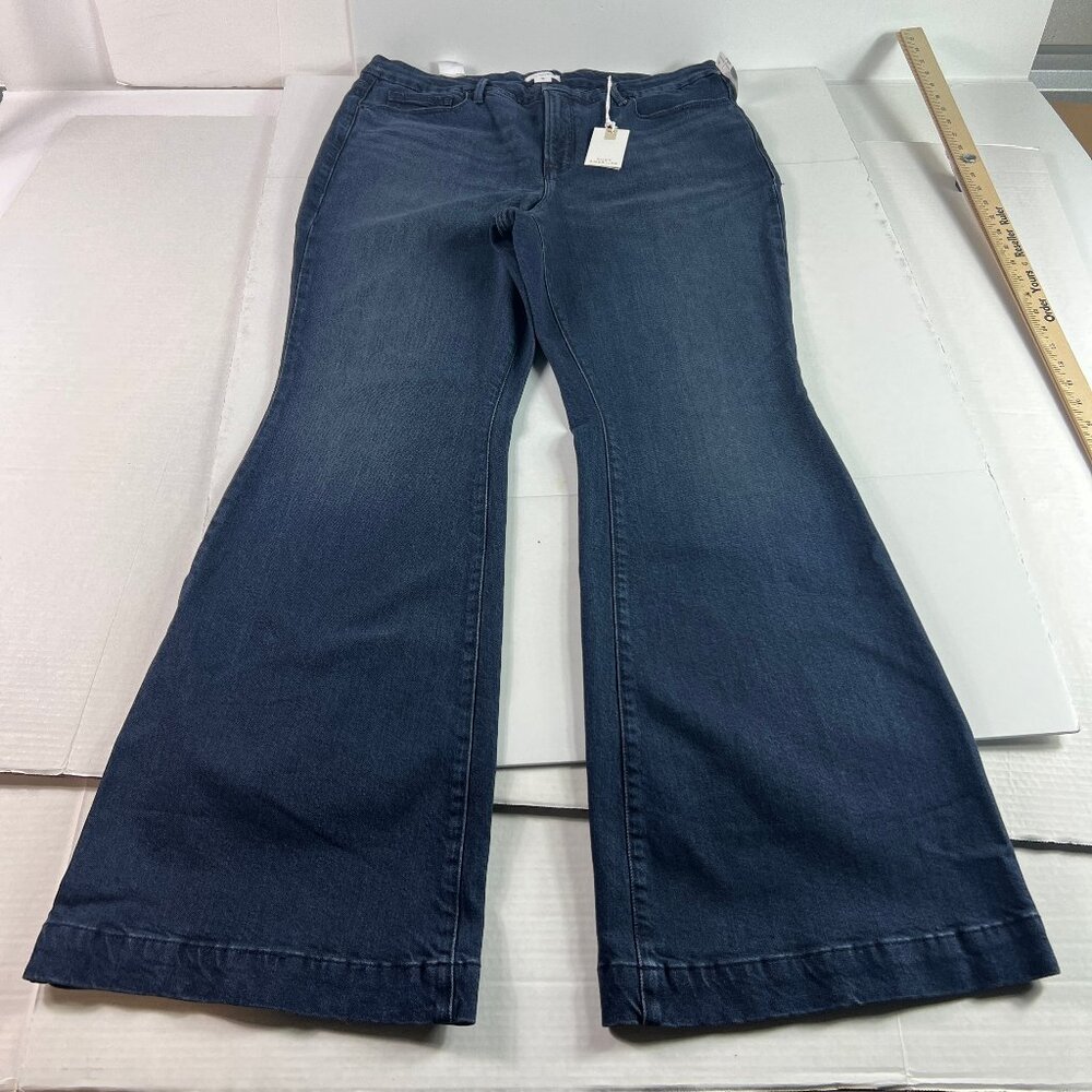 Good American Jean Women 38x33* Good Legs Flare High Rise Dark Blue Denim Tag 18